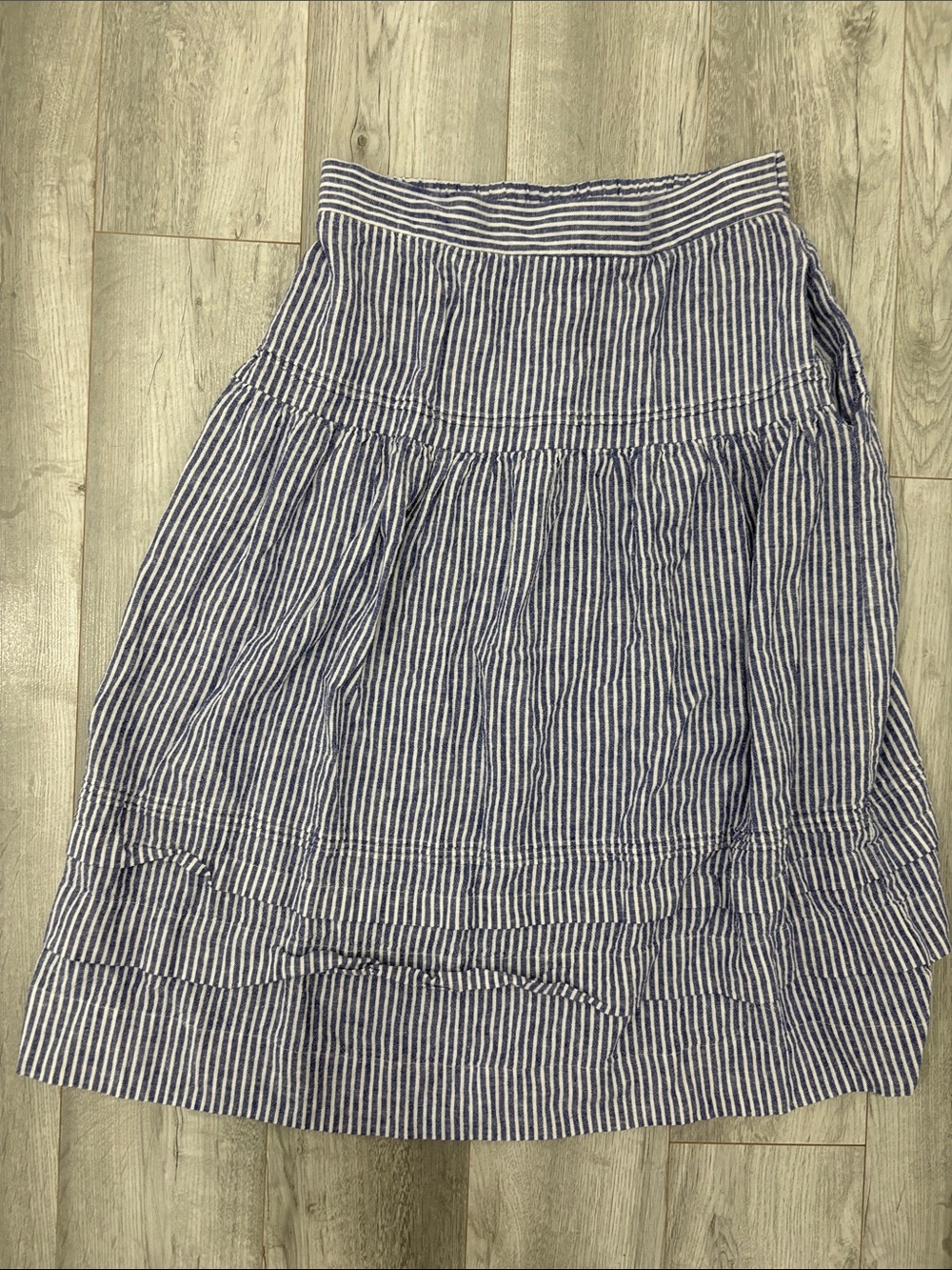 Maison d’Amelie - Blue and White Stripe Tiered Skirt - Size 8
